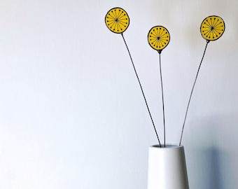 Stained Glass Flower Yellow Dandelion Clock