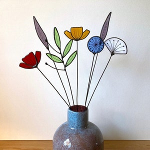 Stained Glass Wild Flowers, Everlasting Bouquet, Wildflower Arrangement, 7 Stems, Perfect Gift, Create your own Unique Flower Display