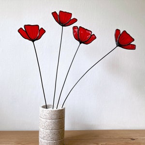 Stained Glass Red Poppy, Wildflower, Everlasting Handmade Flower. Price per Single Stem. Add to or start creating your own unique display.