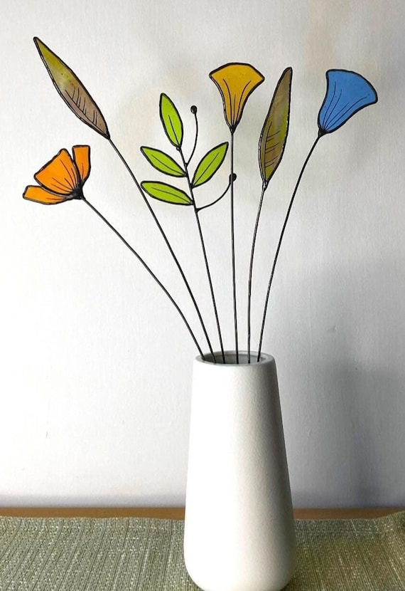 Stained Glass Flowers, 6 Stem Wildflower Bouquet.
