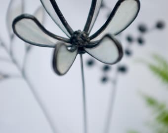 Stained Glass Flower White Black Honeysuckle