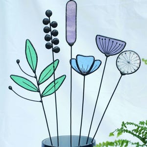 Glasmalerei-Blumen 6 Stiele