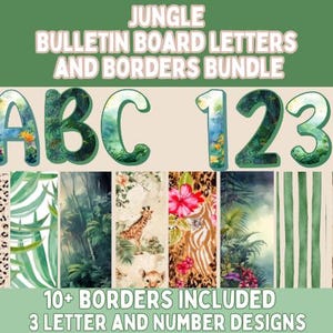 Jungle Bulletin Board Letters and Borders l Jungle Door Decor l Jungle Class Decorations - Jungle Class Bulletin Board l Jungle Theme Class