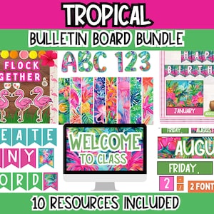 Tropical Bulletin Board Bundle | Beach Classroom Decor | Editable Printable Classroom Decor Kit for Teachers l Tropical Bulletin Board