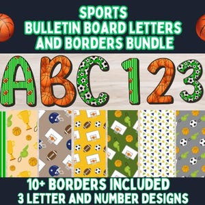 Sports Bulletin Board Letters and Borders l Sports Door Decor l Sports Class Decorations - Sports Class Bulletin Board l PE Bulletin Board