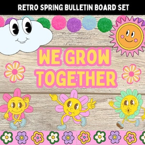 Kit de tablón de anuncios de regreso a la escuela retro l Decoración de clase groovy l Tema de clase retro l Letras del tablón de anuncios l Carteles del aula l Decoración brillante