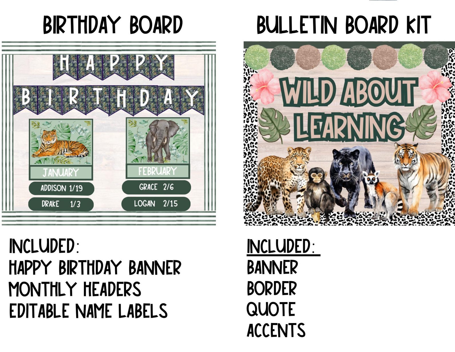 Jungle Bulletin Board Bundle | Safari Classroom Decor | Editable ...