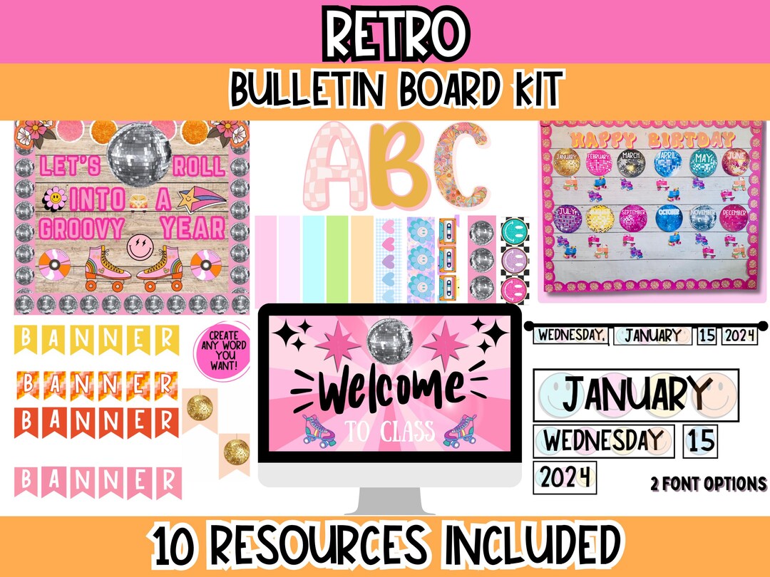 Retro Bulletin Board Bundle | Groovy Editable Classroom Decor | 70s ...