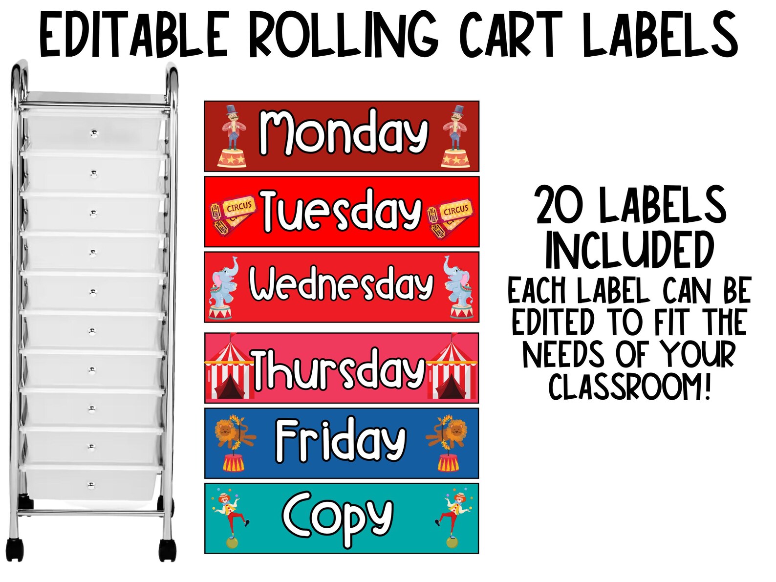 Circus Bulletin Board Bundle | Editable Classroom Decor | Big Top Theme ...