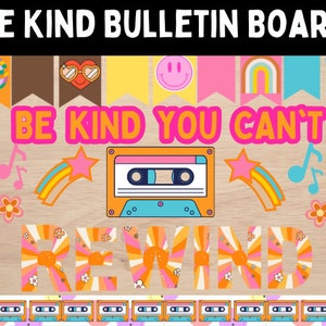 Back to School Bulletin Board Kit l Retro Be Kind Bulletin Board Set l Classroom Decorations l Counselor Wall Art, Kindness Door Decorations