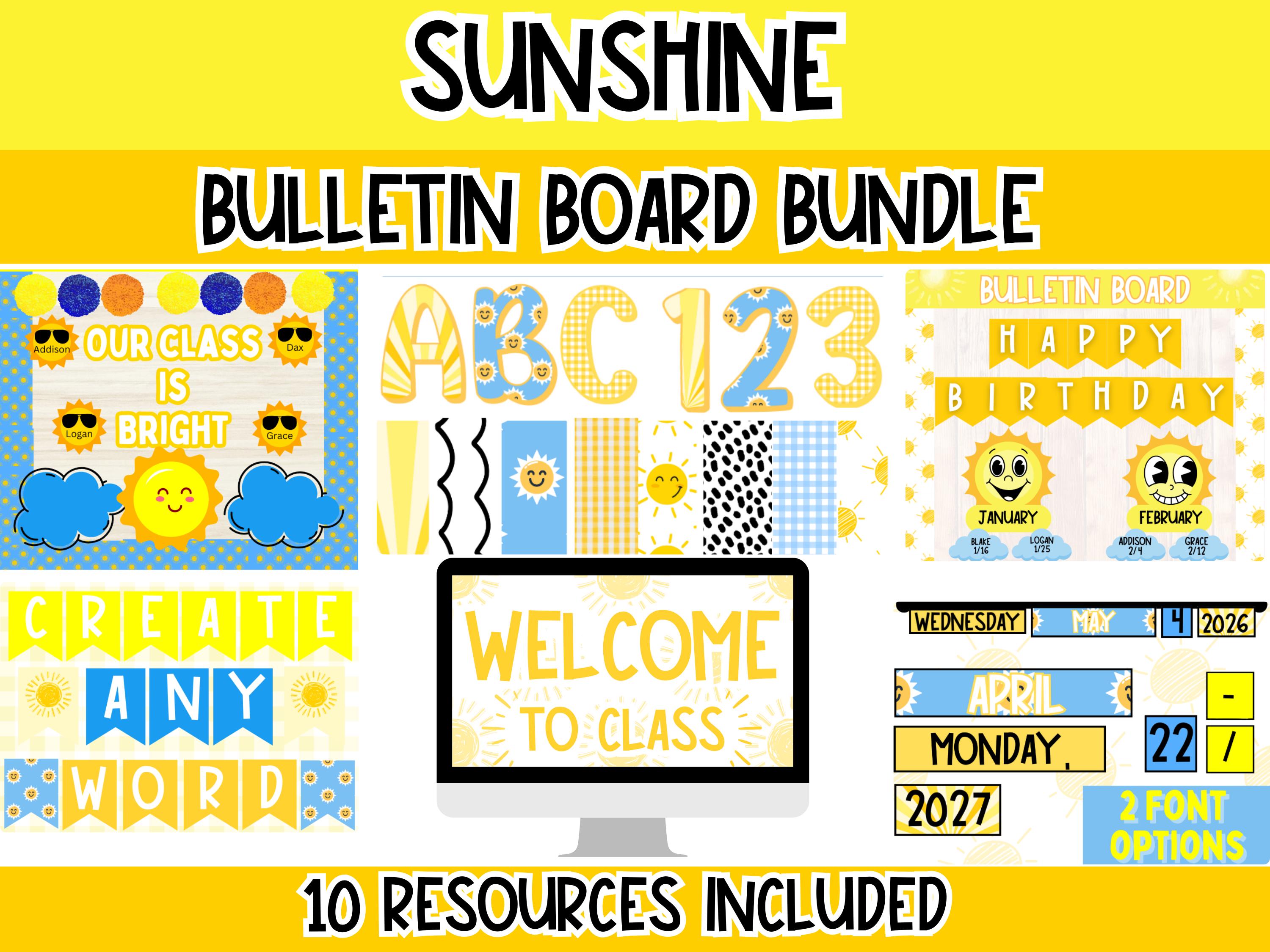 Sunshine Bulletin Board Bundle | Editable Sunshine Classroom Decor | Back to School Bulletin Board Kit | Positive Classroom Theme
