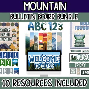 Mountain Bulletin Board Bundle | Adventure Classroom Decor | Nature-Inspired Printable Bulletin Board Kit for Teachers l Mountain Theme