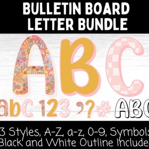 Tablero de anuncios A-Z retro para el aula, letras, puntuación y números, decoraciones geniales para el aula l 3 diseños l Alfabeto imprimible