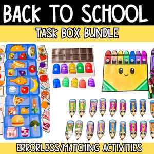 Back to School Life Skills Task Box Bundle l Special Education Errorless Learning Activities l Homeschool Montessori Activity l Task Cards