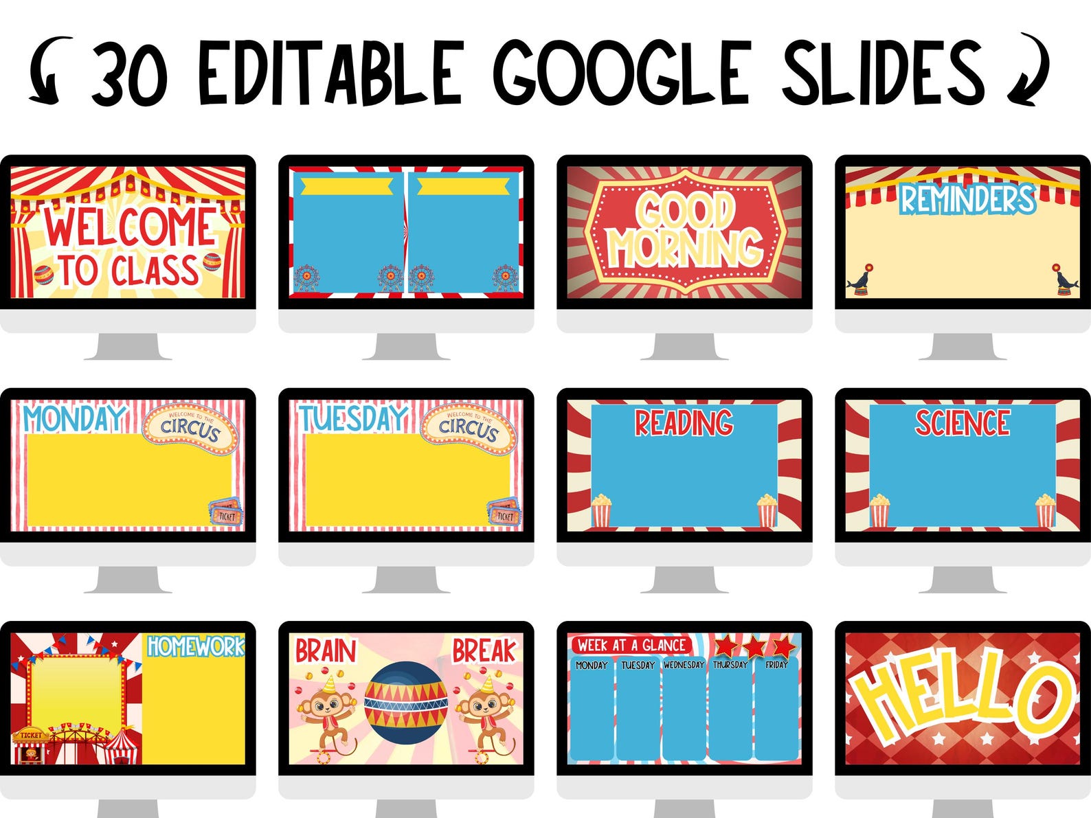 Circus Bulletin Board Bundle | Editable Classroom Decor | Big Top Theme ...