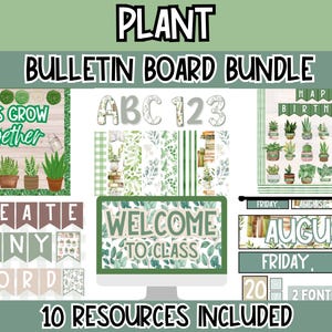 Plant-Themed Bulletin Board Bundle | Botanical Classroom Decor | Editable Printable Classroom Decor Kit for Teachers l Plant Classroom