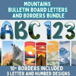 Mountain Bulletin Board Letters and Borders l Mountain Door Decor l Mountain Class Decorations - Mountain Class Bulletin Board