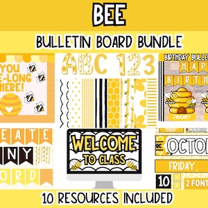 Bulletin Board zum Thema Bienen | Beschäftigte Biene Klassenzimmer Dekor | Bearbeitbares Bulletin Board Kit für Lehrer l Bearbeitbares Bienen-Klassendekor