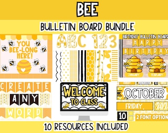 Bee-Themed Bulletin Board Bundle | Busy Bee Classroom Decor | Editable Printable Bulletin Board Kit for Teachers l Editable Bee Class Decor