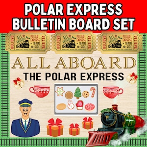 Weihnachten Polar Express Bulletin Board Kit Polar Express Tür Dekoration für Grundschulen und Homeschool Schule Dekor