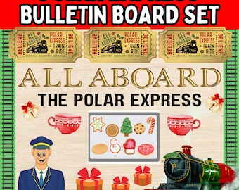 Kit de tablón de anuncios de Navidad Polar Express Decoración de puerta de Navidad Polar Express para escuelas primarias y decoración imprimible de la escuela en casa