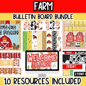 Farm Bulletin Board Bundle | Editable Classroom Decor | Printable Farm Theme Teacher Kit l Farm Bulletin Board and Door Decor l Farm Theme