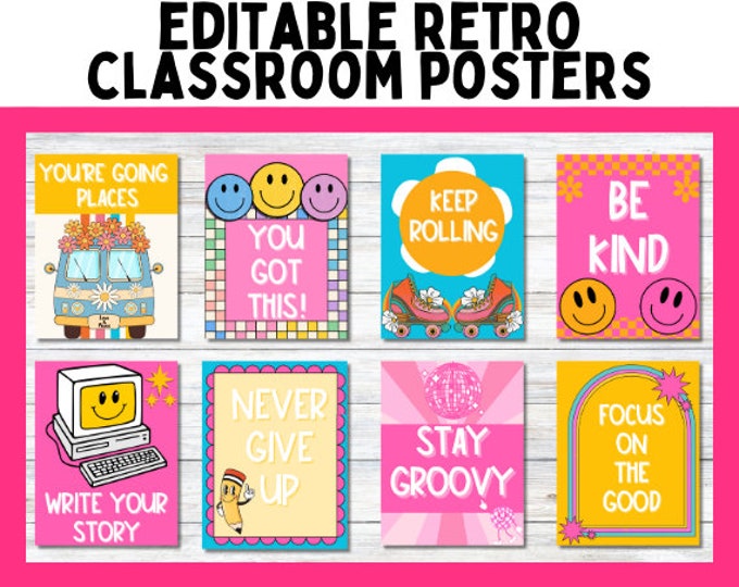 Retro Classroom Posters, Retro Vibes Theme, Easy and Modern Classroom ...