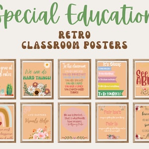 Special Education Classroom Poster Bundle l Boho Decor for Inclusive and Diverse Wall Art Set l Retro Classroom Posters l Classroom Decor
