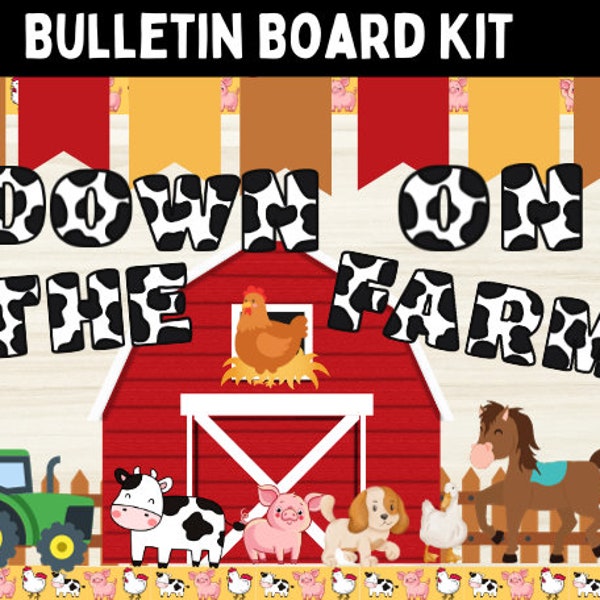 On the Farm Bulletin Board Kit l Kindergarten Decor l Farm Theme l Door Decor l Bulletin Board Letters l Preschool Farm Decor