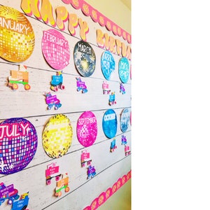 Retro Classroom Birthday Board L Groovy Birthday Display for Classroom ...