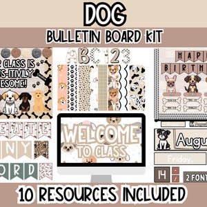 Dog Bulletin Board Bundle | Editable Classroom Decor | Printable Puppy Theme Teacher Kit l Dog Bulletin Board Kit and Door Decor l Dog Theme