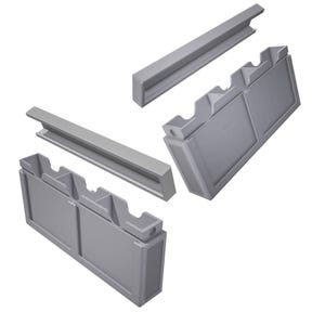 May include: A set of two light gray modular storage components, each featuring a rectangular base with three internal dividers and a separate matching rectangular lid. The side panels of the base units have a fine grid texture pattern.