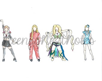Britney Spears Illustrated Print- Handmade