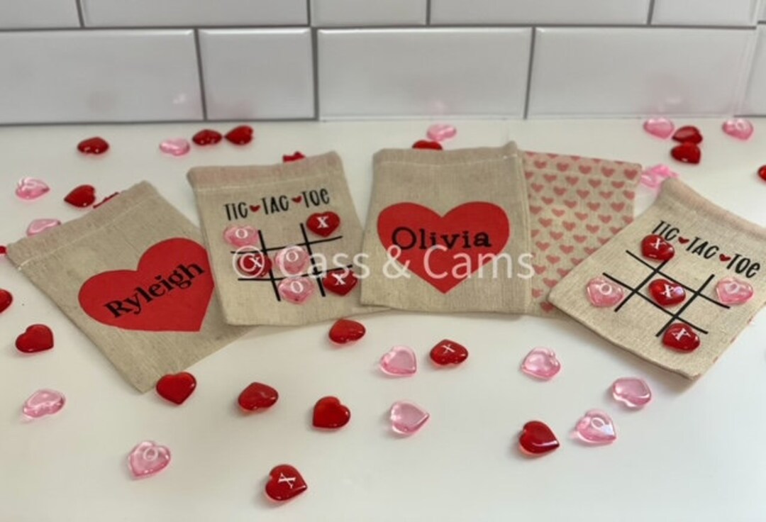 Personalized Valentine's Day Tic Tac Toe Game, Valentine's Day Gift Bag ...