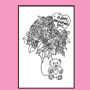INSTANT DOWNLOAD Happy Valentine&#39;s Day Printable Coloring Page