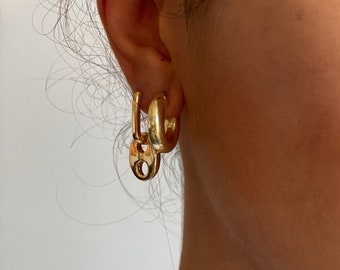 Tube Hoops Earring, Jewelry, shiny Earring, gold curved Earrings