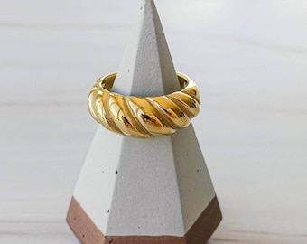 Croissant Sterling Silver Gold Ring, Gold Plated Ring, Statements Ring, Chunky Gold Ring
