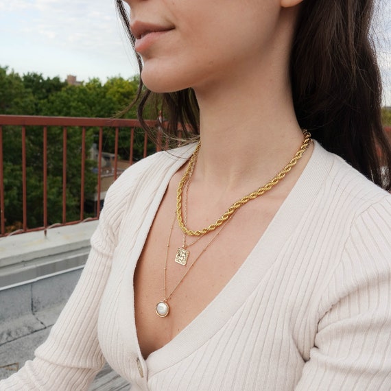 Gold Rope Chain, 3.5mm Rope Necklace, Twisted Necklace Chain
