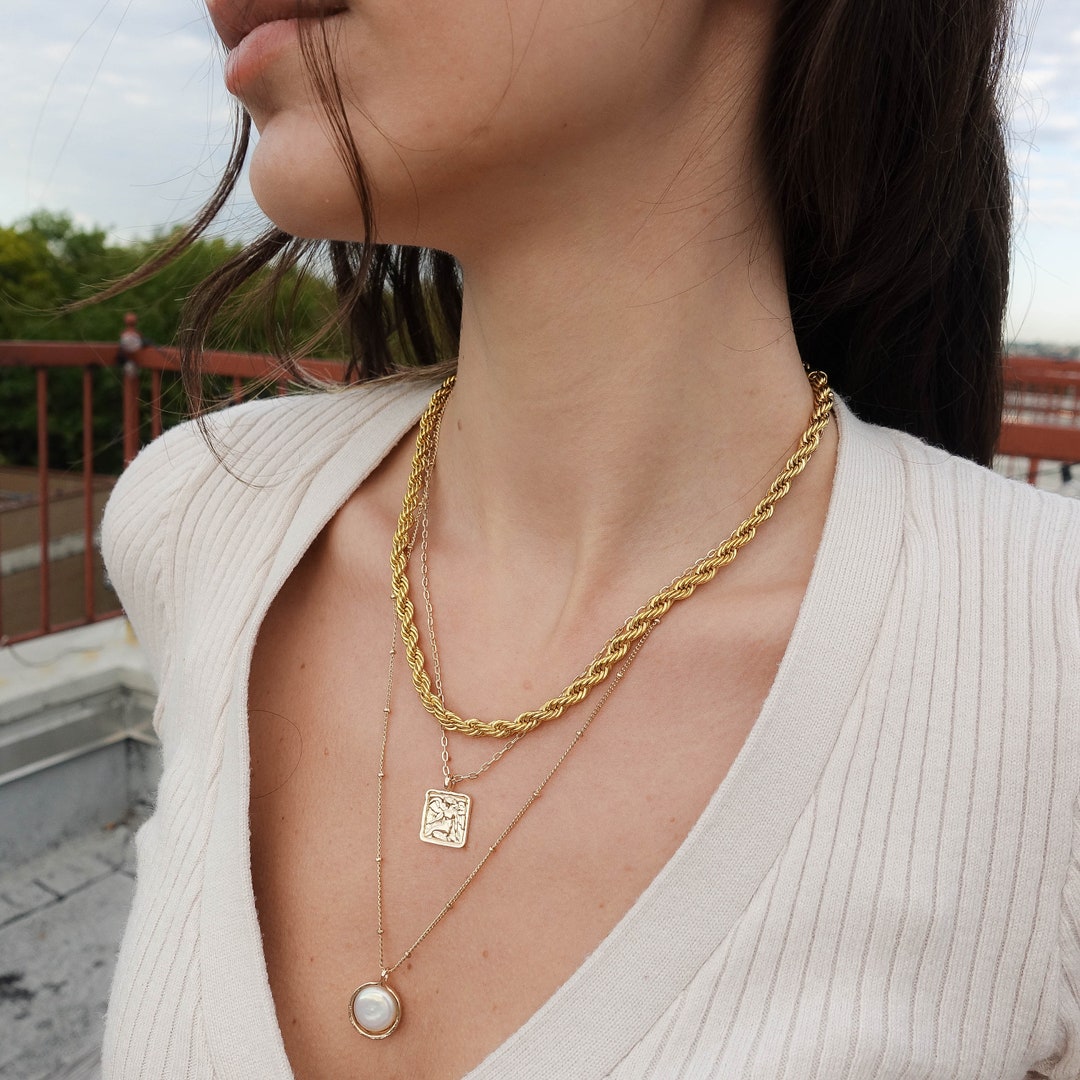 Gold Rope Chain 3.5mm Rope Necklace Twisted Necklace Chain Etsy