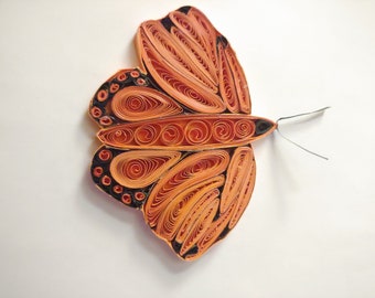 Quilling, wall art, paper art, oragami, orange Butterfly