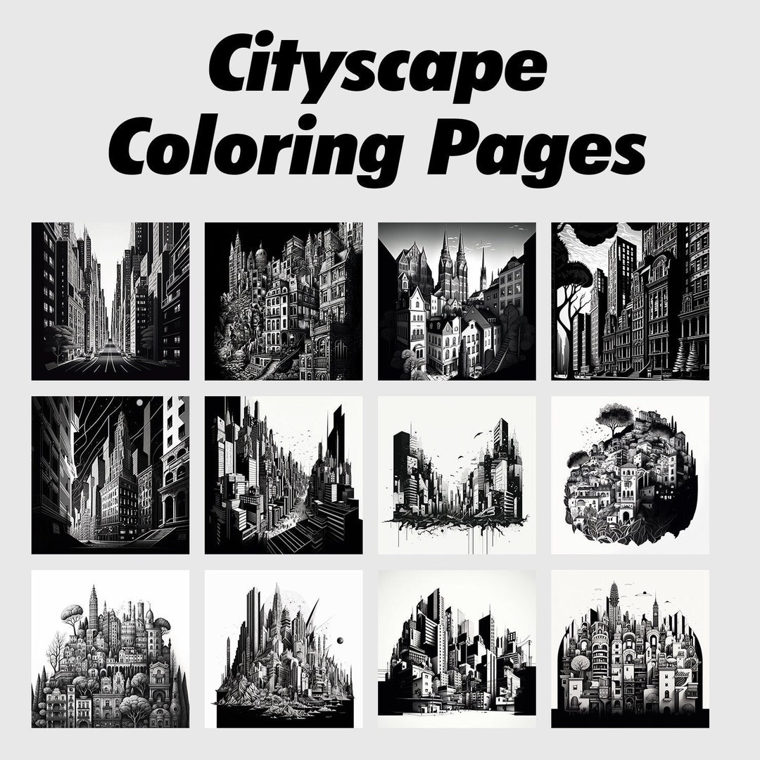 Printable Cityscape Coloring Pages Activity Book for Kids - Etsy
