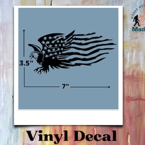 Eagle and American Flag Vinyl Decal Matte Black; American Eagle Flag Vinyl Decal; Patriotic Vinyl Decal United States Flag Eagle Car Decal