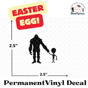 Bigfoot and Alien Friends Easter Egg Decal, Sasquatch and Alien Decal, Vinyl Decal, Vinyl Sticker, Bigfoot Funny Decal Believe in Bigfoot