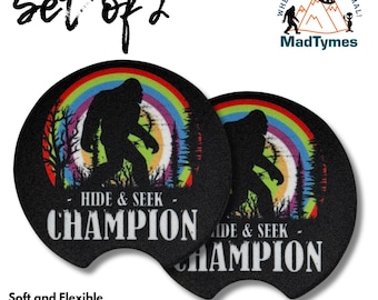 Bigfoot Car Coaster Set Of 2, Absorbent Neoprene Inserts With Non-Slip Rubber Bottom