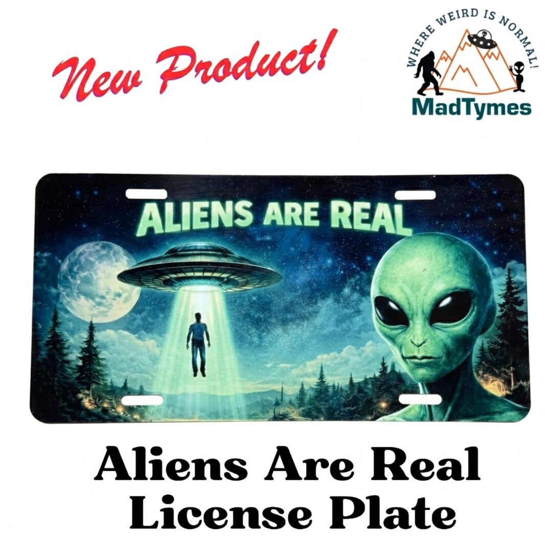 Aliens Are Real License Plate - UFO Abduction Car Decor - Grey Alien ...