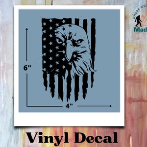 Eagle and American Flag Vinyl Decal Matte Black Vertical;American Eagle Flag Vinyl Decal;Patriotic Vinyl Decal United States Flag Eagle