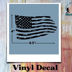 Distressed American Flag Vinyl Decal Matte Black; United States Distressed Flag Vinyl Decal;Patriotic Vinyl Decal United States Flag