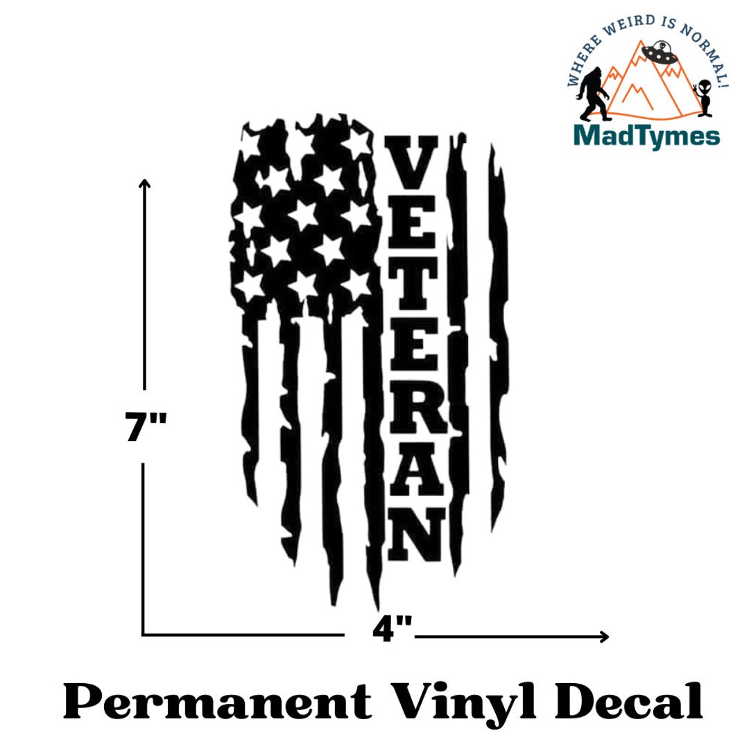 Veteran American Flag Vinyl Decal Vertical Veteran United States Flag