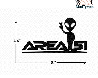 Area 51 Peace Out Alien Vinyl Decal—Large UFO Window Sticker | Custom Color Space Truck Decal, Funny Sci Fi Alien Laptop Art #DCL-A63