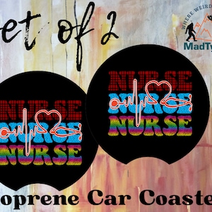 Nurse Car Coasters set of 2, Pretty Nurse Car Coasters, Nurse Gifts, Perfect Gifts for Nurse